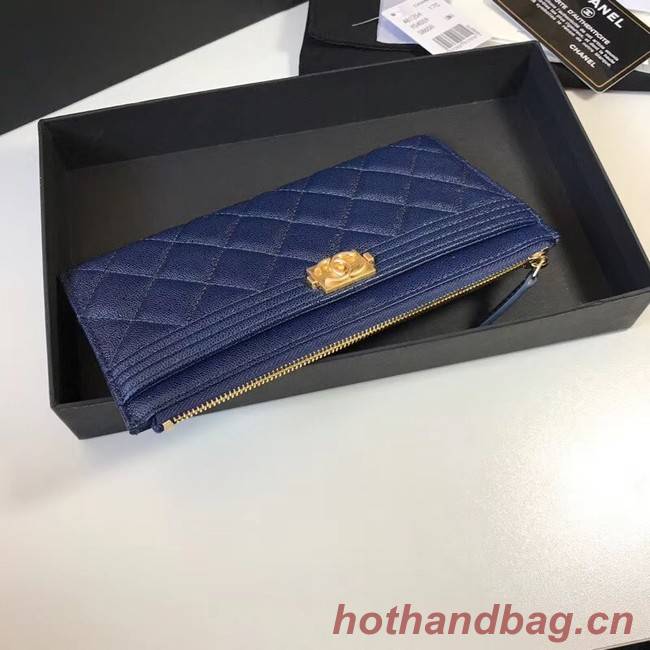 Chanel boy chanel pouch Calfskin & Gold-Tone Metal A81254 blue