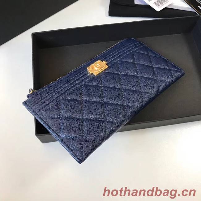 Chanel boy chanel pouch Calfskin & Gold-Tone Metal A81254 blue