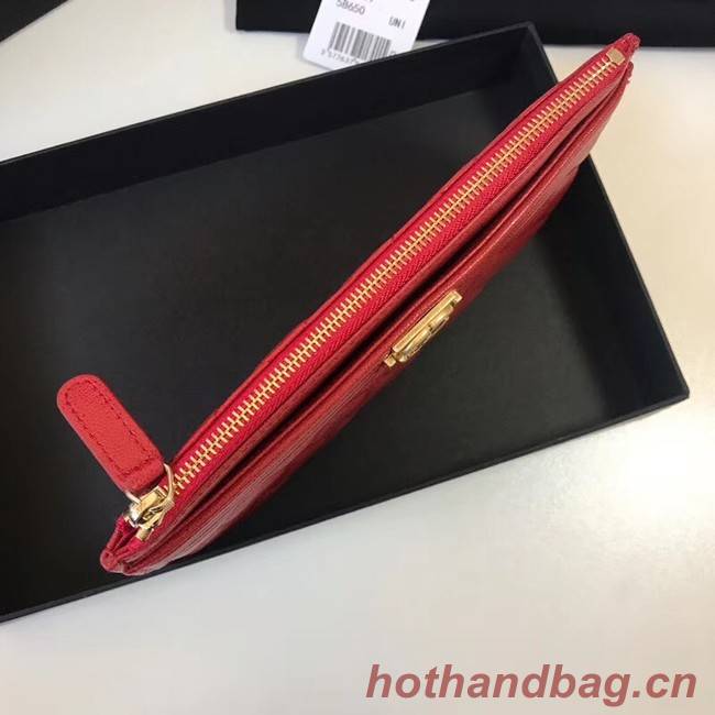 Chanel boy chanel pouch Calfskin & Gold-Tone Metal A81254 red