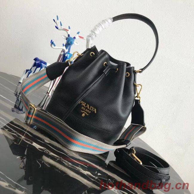 Prada Leather bucket bag 1BE018 black