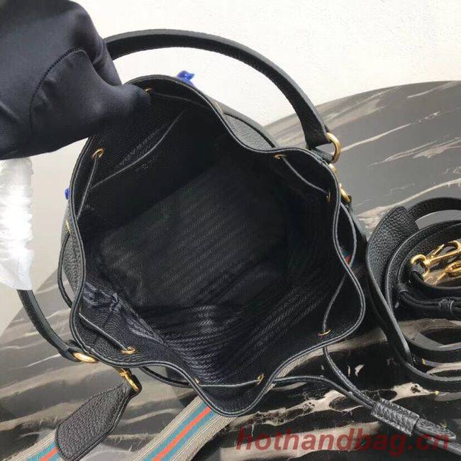 Prada Leather bucket bag 1BE018 black