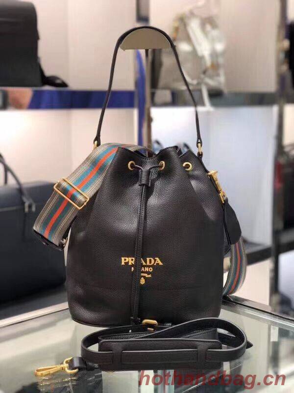 Prada Leather bucket bag 1BE018 black