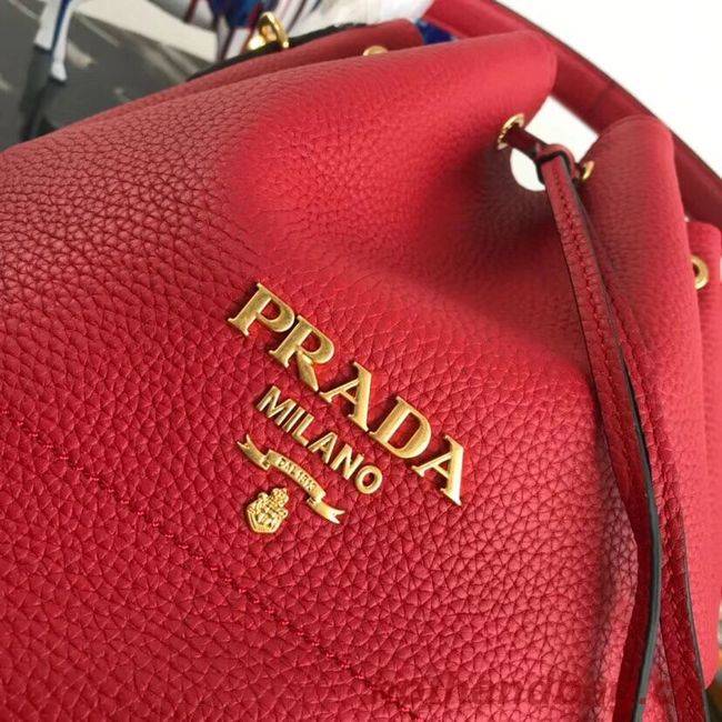 Prada Leather bucket bag 1BE018 red