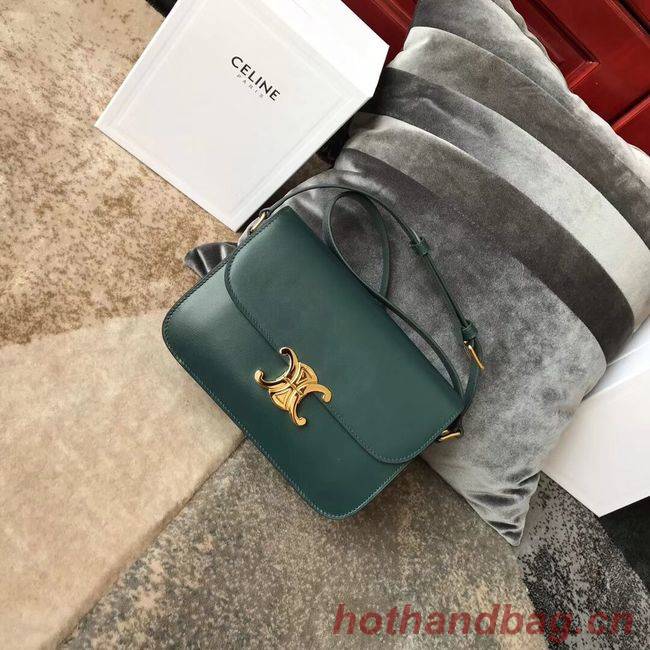 CELINE MEDIUM TRIOMPHE BAG IN SHINY CALFSKIN CL87363 GREEN