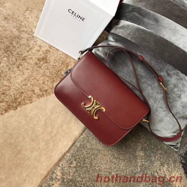 CELINE MEDIUM TRIOMPHE BAG IN SHINY CALFSKIN CL87363 LIGHT BURGUNDY