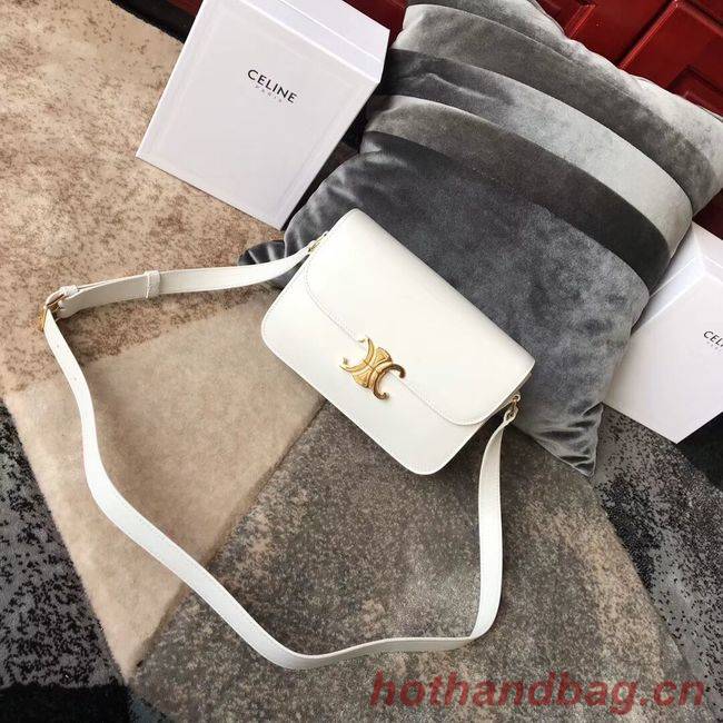 CELINE MEDIUM TRIOMPHE BAG IN SHINY CALFSKIN CL87363 WHITE