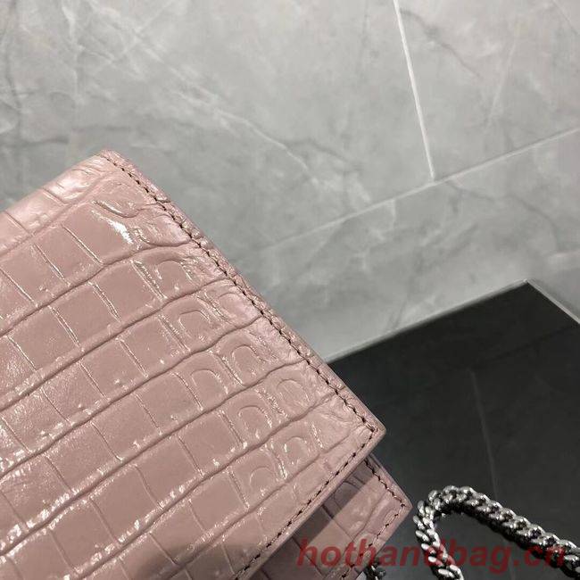 SAINT LAURENT Kate crocodile-embossed leather cross-body bag 452159 Pink