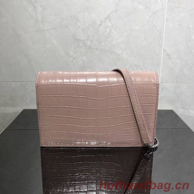 SAINT LAURENT Kate crocodile-embossed leather cross-body bag 452159 Pink