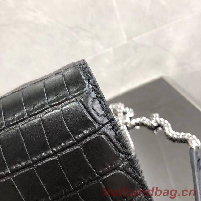 SAINT LAURENT Kate crocodile-embossed leather cross-body bag 452159 black