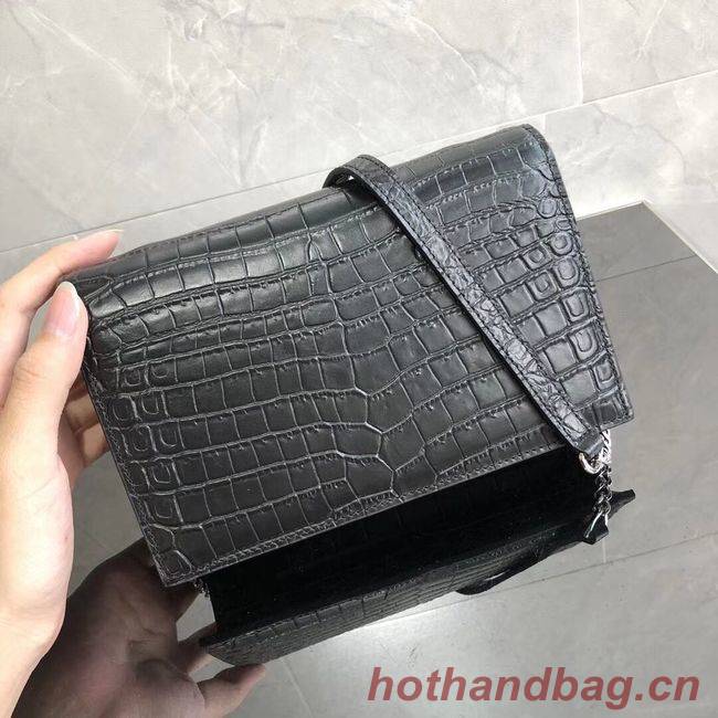 SAINT LAURENT Kate crocodile-embossed leather cross-body bag 452159 black