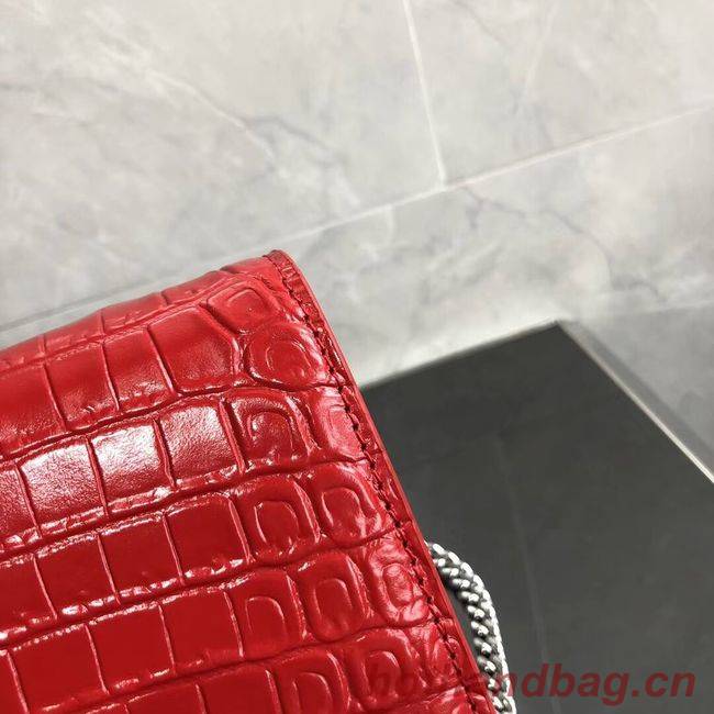 SAINT LAURENT Kate crocodile-embossed leather cross-body bag 452159 red