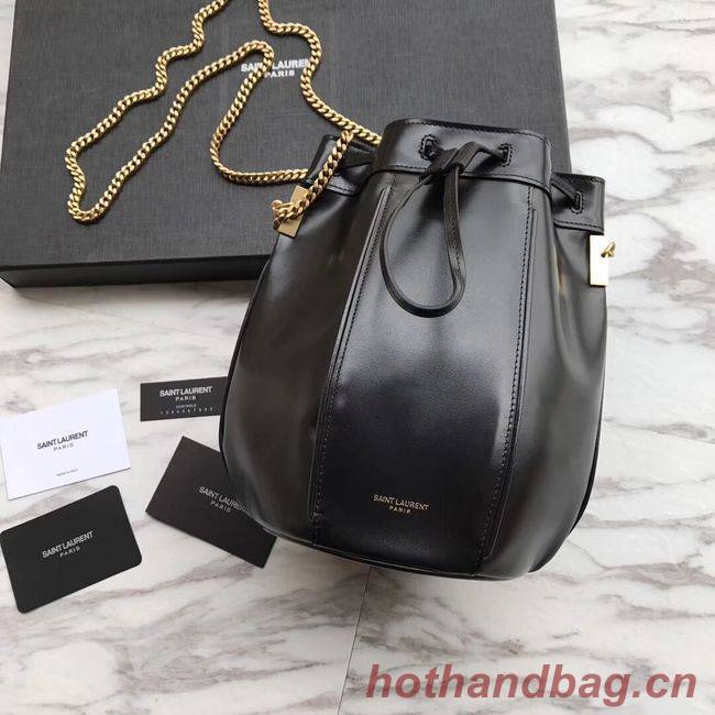 SAINT LAURENT Teddy leather bucket bag Y550168 black