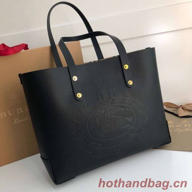 BURBERRY Embossed crest leather tote 13134 black