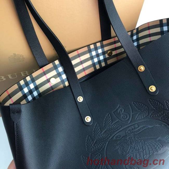 BURBERRY Embossed crest leather tote 13134 black