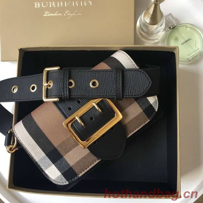 BURBERRY Hampshire vintage check leather cross-body bag 24581 black