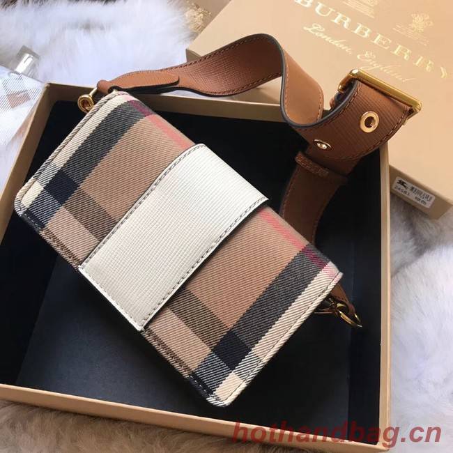 BURBERRY Hampshire vintage check leather cross-body bag 24581 white