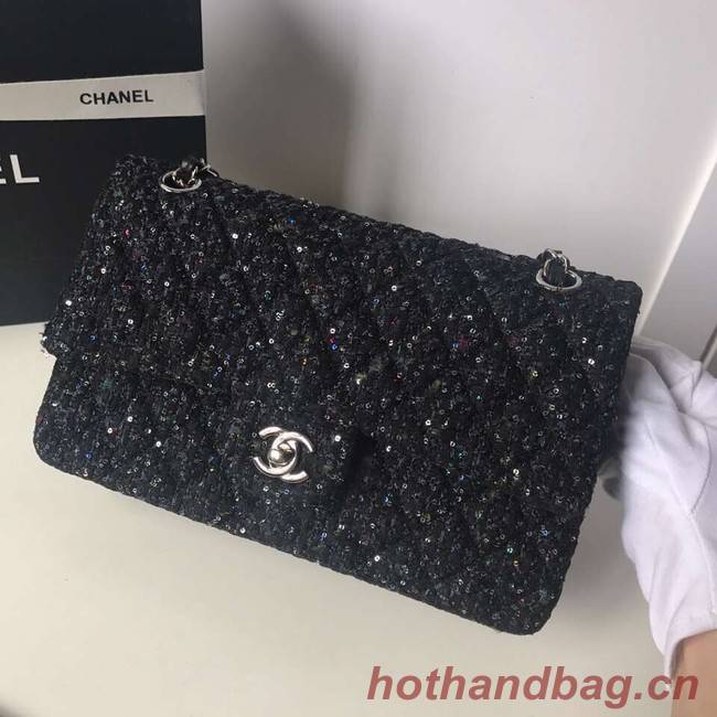 Chanel classic handbag Tweed Braid & Silver-Tone Metal A01112-2