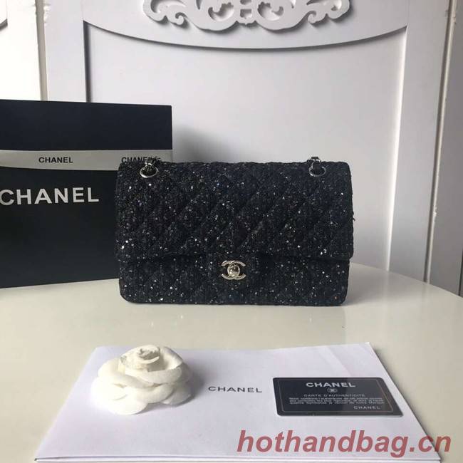 Chanel classic handbag Tweed Braid & Silver-Tone Metal A01112-2