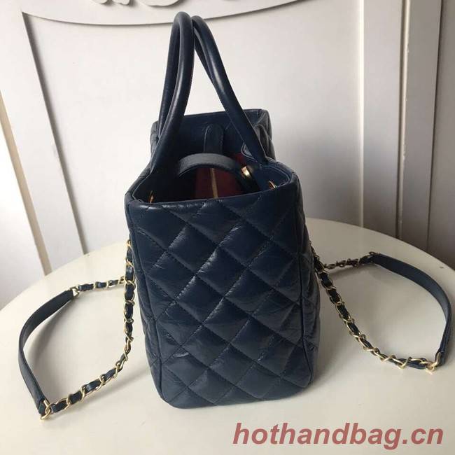 Chanel large shopping bag Aged Calfskin & Gold-Tone Metal A57974 Blue