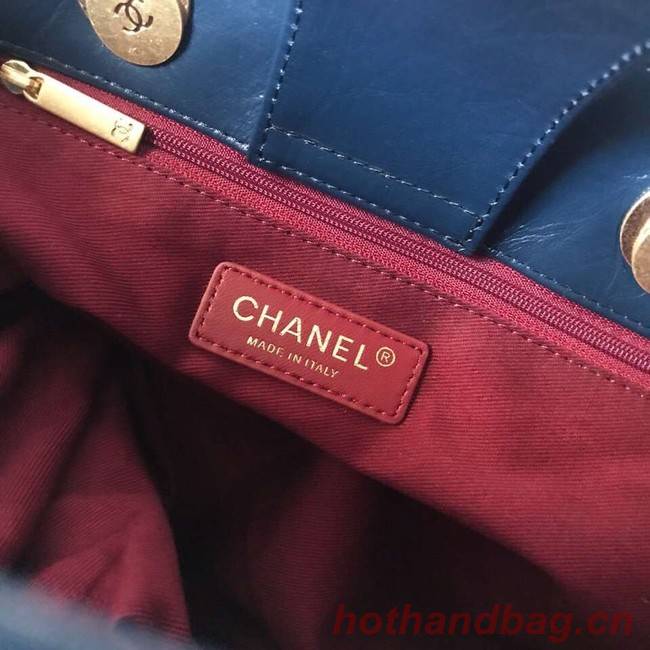 Chanel large shopping bag Aged Calfskin & Gold-Tone Metal A57974 Blue