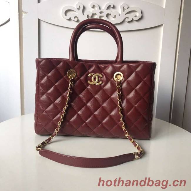 Chanel large shopping bag Aged Calfskin & Gold-Tone Metal A57974 Burgundy