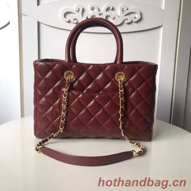 Chanel large shopping bag Aged Calfskin & Gold-Tone Metal A57974 Burgundy