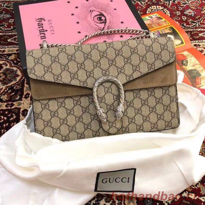 Gucci Medium Dionysus GG Canvas Shoulder Bag 400249 Taupe