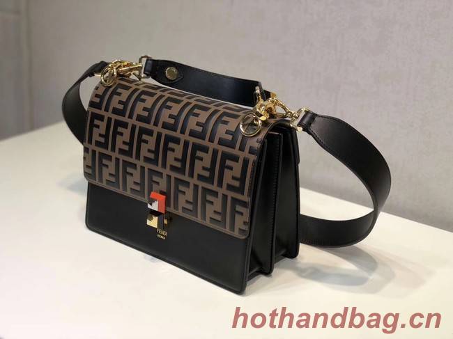 FENDI KAN I Black leather bag 8BT283A