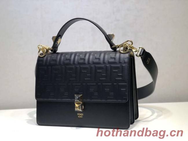 FENDI Kan I Leather Shoulder Bag 8BT283A black