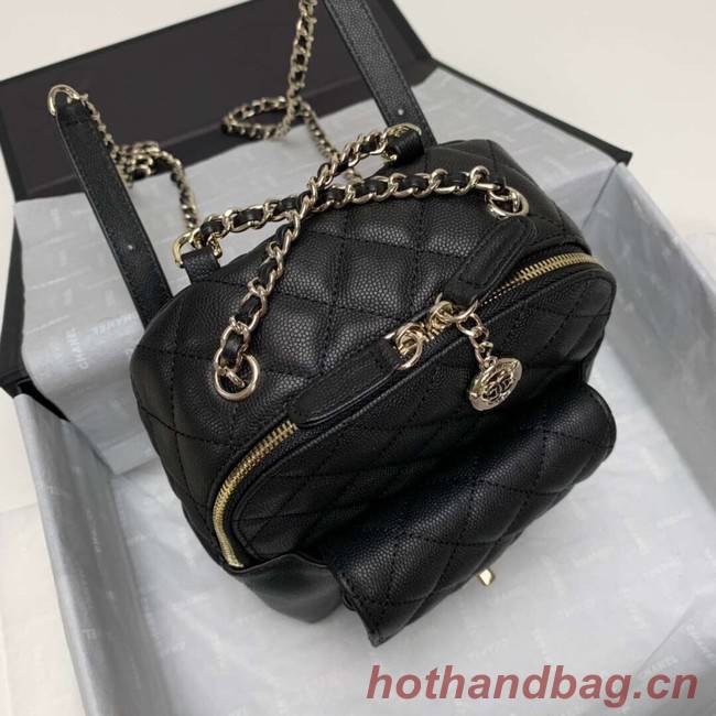 Chanel Grained Calfskin & Gold-Tone Metal backpack AS0003 black