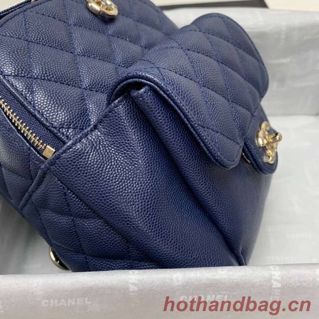 Chanel Grained Calfskin & Gold-Tone Metal backpack AS0003 blue