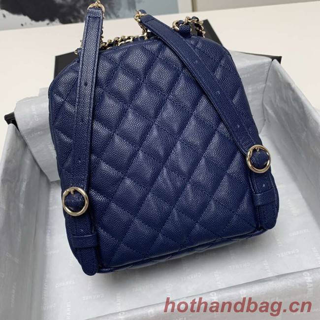 Chanel Grained Calfskin & Gold-Tone Metal backpack AS0003 blue