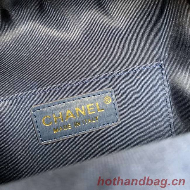 Chanel Grained Calfskin & Gold-Tone Metal backpack AS0003 blue