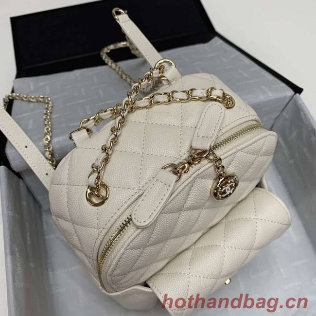 Chanel Grained Calfskin & Gold-Tone Metal backpack AS0003 creamy-white