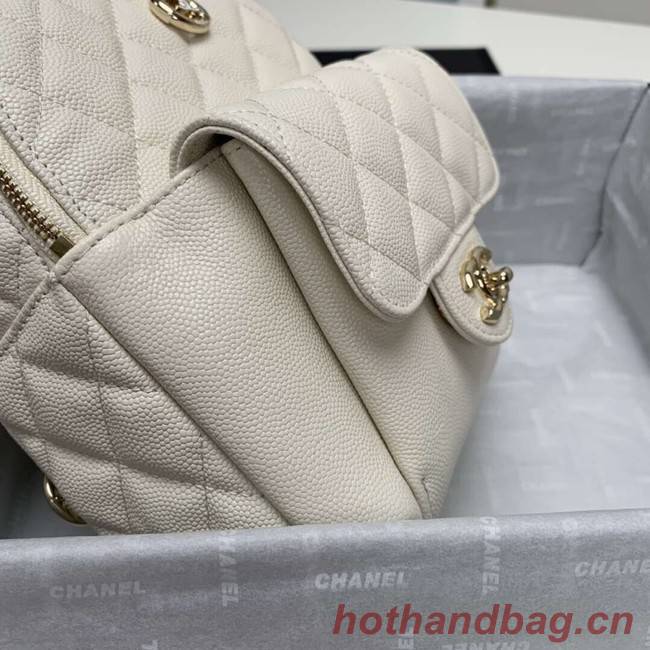 Chanel Grained Calfskin & Gold-Tone Metal backpack AS0003 creamy-white