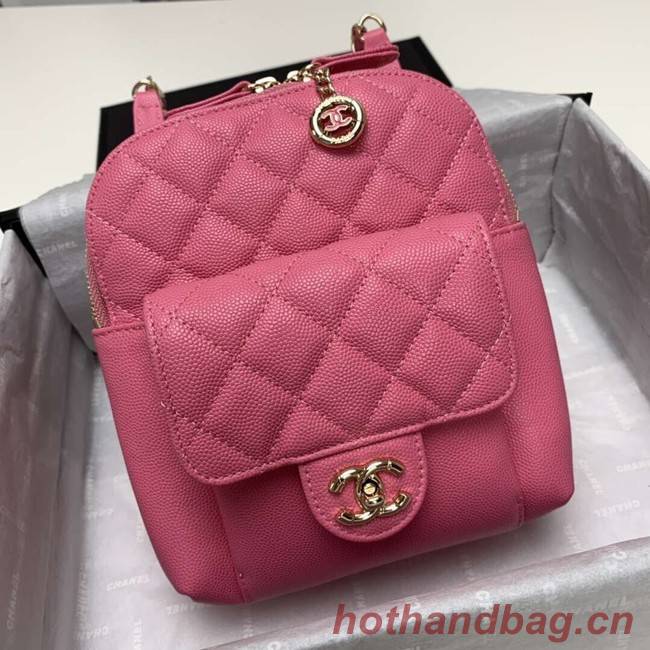 Chanel Grained Calfskin & Gold-Tone Metal backpack AS0003 rose