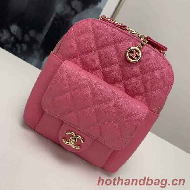 Chanel Grained Calfskin & Gold-Tone Metal backpack AS0003 rose