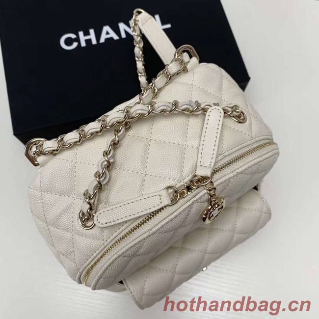 Chanel Grained Calfskin & Gold-Tone Metal backpack AS0004 creamy-white