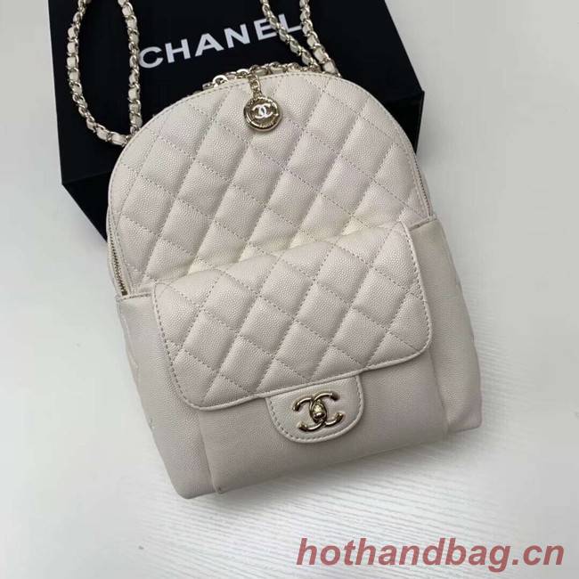 Chanel Grained Calfskin & Gold-Tone Metal backpack AS0004 creamy-white