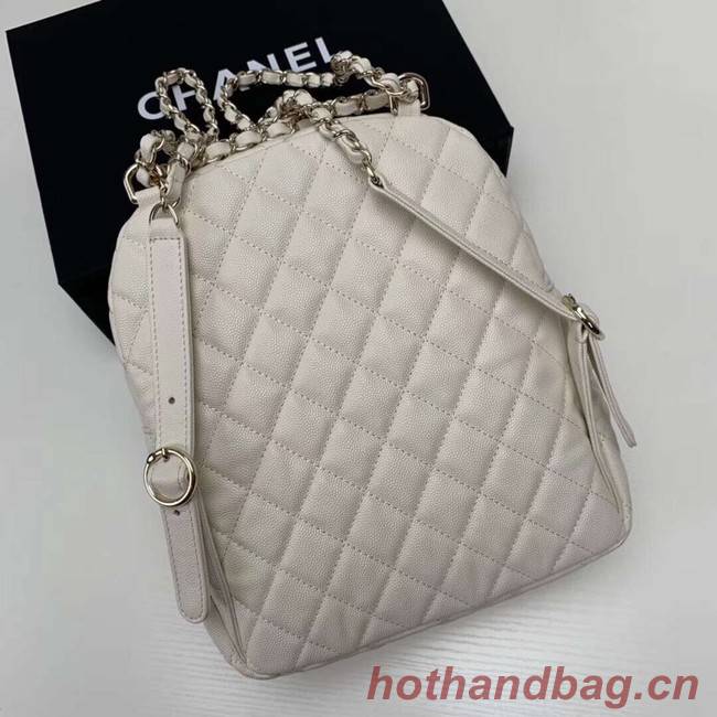 Chanel Grained Calfskin & Gold-Tone Metal backpack AS0004 creamy-white