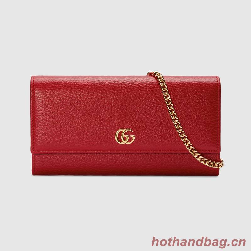 Gucci GG Marmont leather chain wallet 546585 Hibiscus red