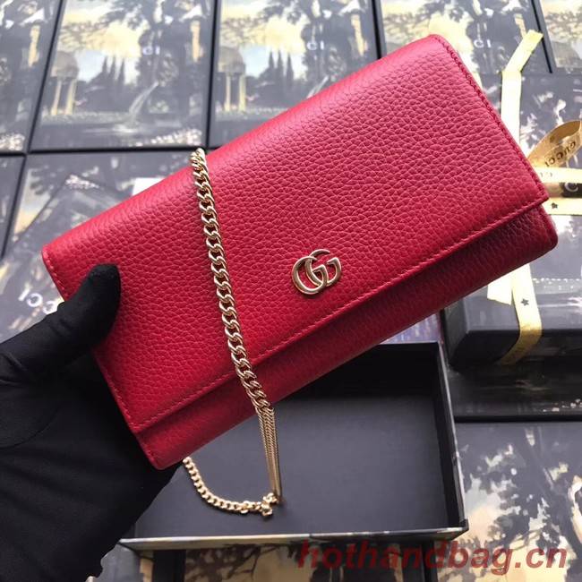 Gucci GG Marmont leather chain wallet 546585 Hibiscus red