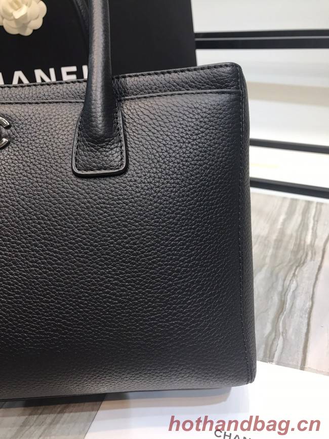 Chanel Calfskin & Silver-Tone Metal A91868 black