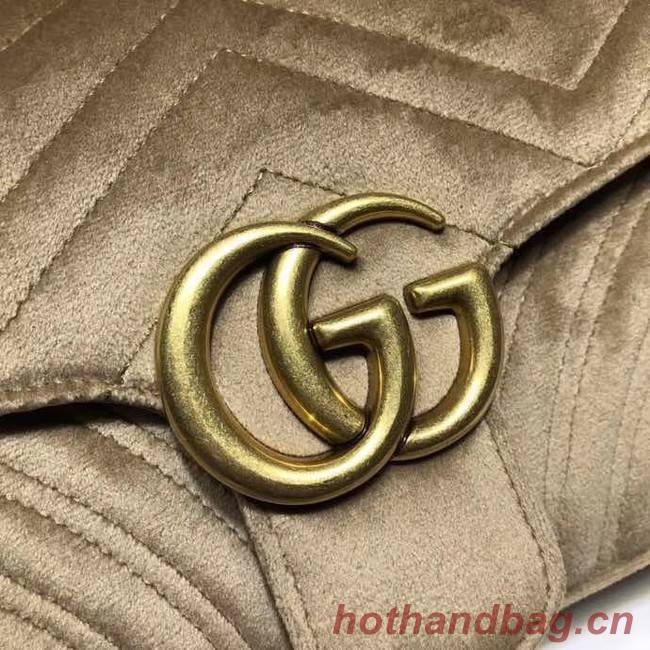 Gucci GG Marmont velvet medium shoulder bag 443497 Khaki