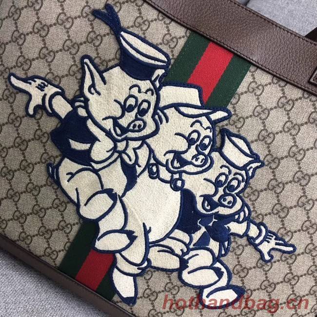 Gucci Ophidia GG tote with Three Little Pigs 547947 brown