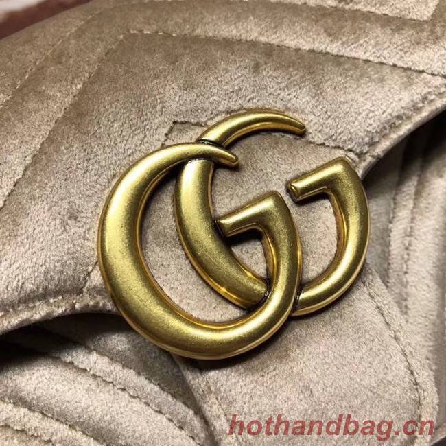 Gucci Velvet GG Shoulder Bag 446744 Khaki