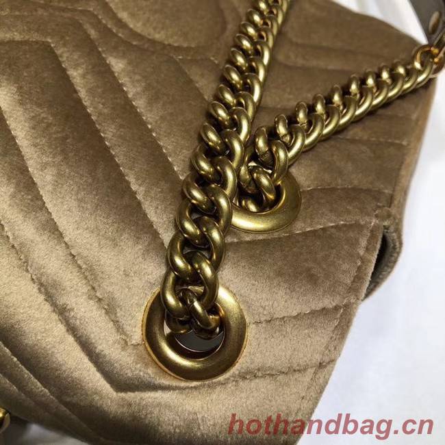 Gucci Velvet GG Shoulder Bag 446744 Khaki