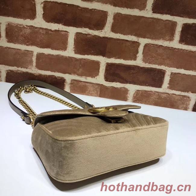 Gucci Velvet GG Shoulder Bag 446744 Khaki