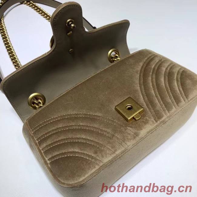 Gucci Velvet GG Shoulder Bag 446744 Khaki