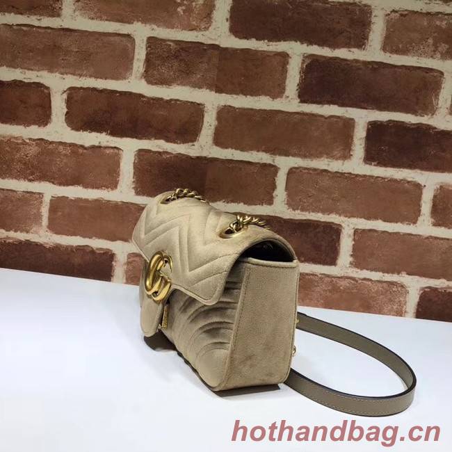 Gucci Velvet GG Shoulder Bag 446744 Khaki